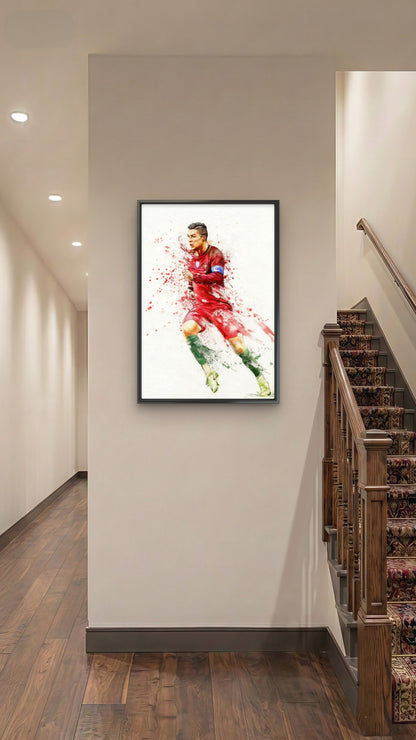 Football Sport Cristiano Ronaldo-Luxurious-Lifestyle & Hobbies-3D Textured Wall Art | UV Embossed Canvas Wall Frame for Kids room and Sports area