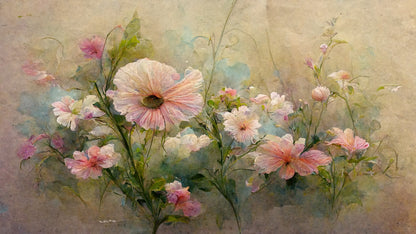 soft pink blossoms and delicate wildflowers-Premium-Floral & Botanical-3D Textured Wall Art | UV Embossed Canvas Wall Frame for home decor and bed room
