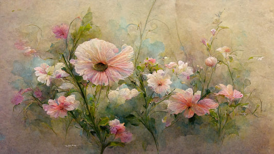 soft pink blossoms and delicate wildflowers-Premium-Floral & Botanical-3D Textured Wall Art | UV Embossed Canvas Wall Frame for home decor and bed room