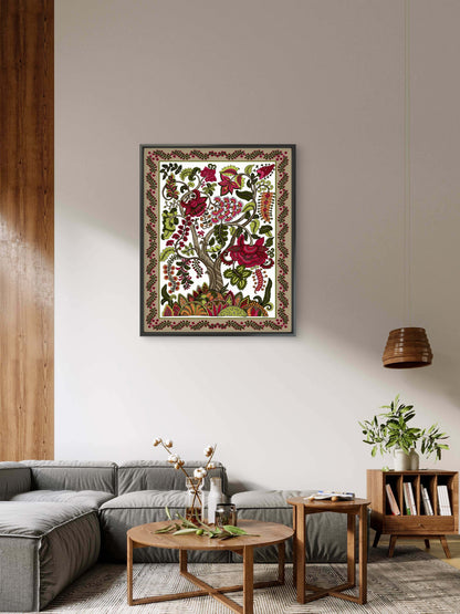 Colorful ornamental floral paisley shawl-Luxurious-Indian Culture &  Folk Art 3D Textured Wall Art | UV Printed Embossed Canvas Wall Frame for Home Decor,living Room