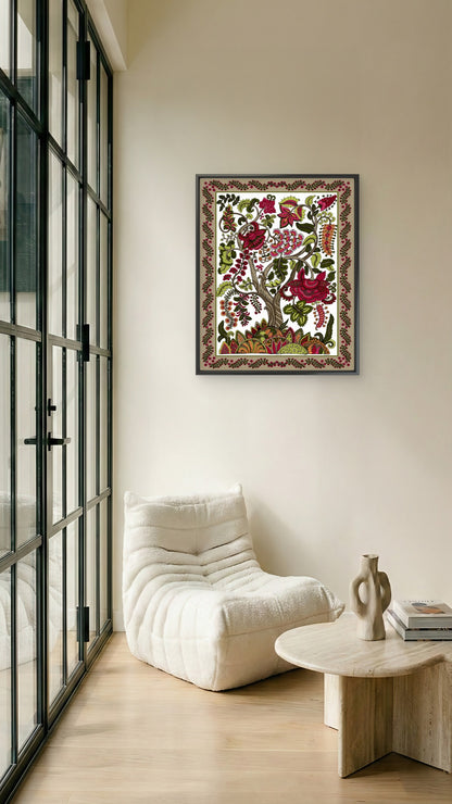 Colorful ornamental floral paisley shawl-Luxurious-Indian Culture &  Folk Art 3D Textured Wall Art | UV Printed Embossed Canvas Wall Frame for Home Decor,living Room