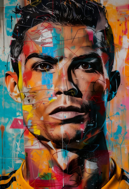 Cristiano Ronaldo Abstract Portrait-Luxurious-Lifestyle & Hobbies-3D Textured Wall Art | UV Embossed Canvas Wall Frame for art gallery and Sports area