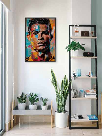 Cristiano Ronaldo Abstract Portrait-Luxurious-Lifestyle & Hobbies-3D Textured Wall Art | UV Embossed Canvas Wall Frame for art gallery and Sports area