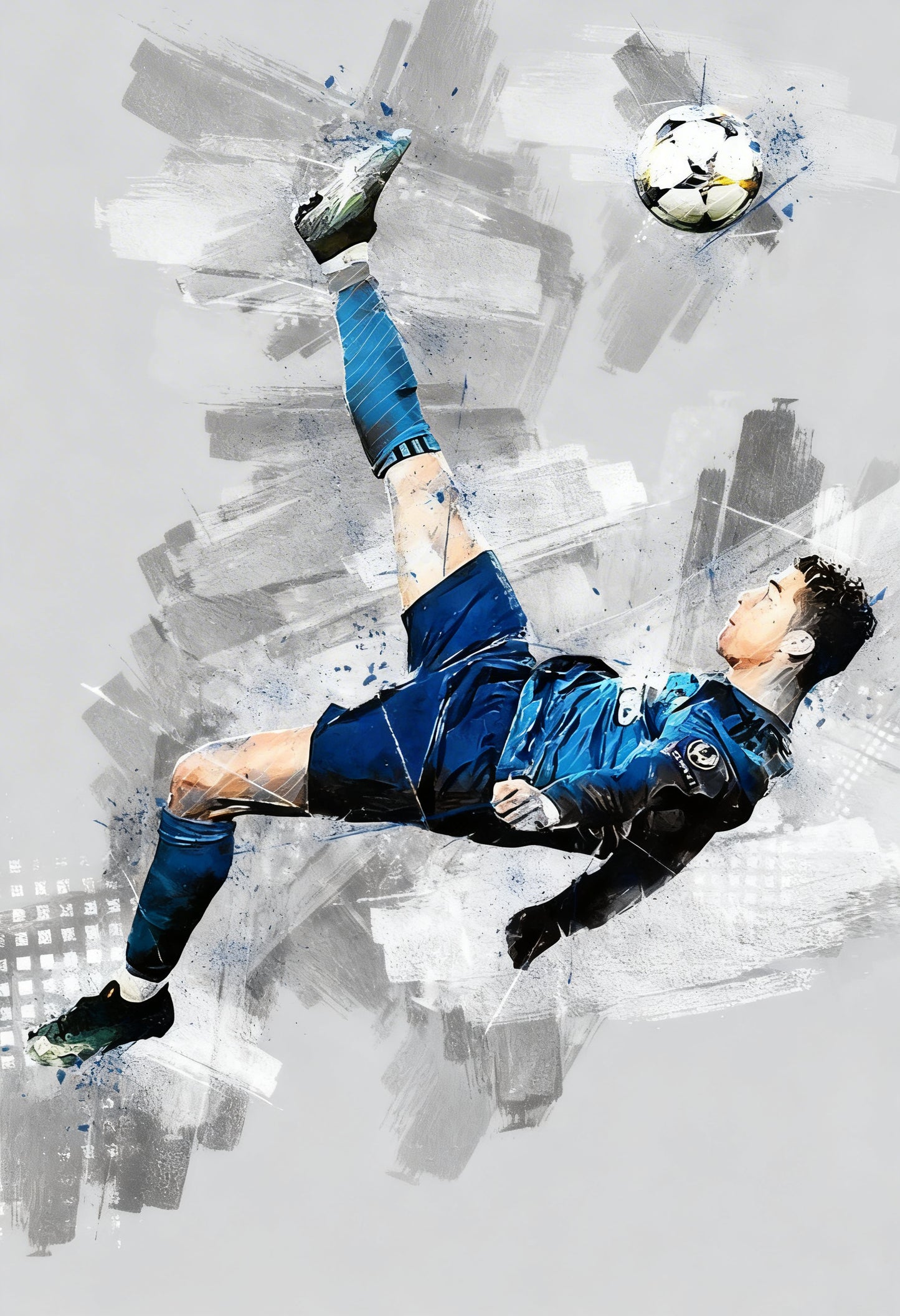 Cristiano Ronaldo Bicycle Kick Goal -Luxurious-Lifestyle & Hobbies-3D Textured Wall Art | UV Embossed Canvas Wall Frame for Kids room and Sports area