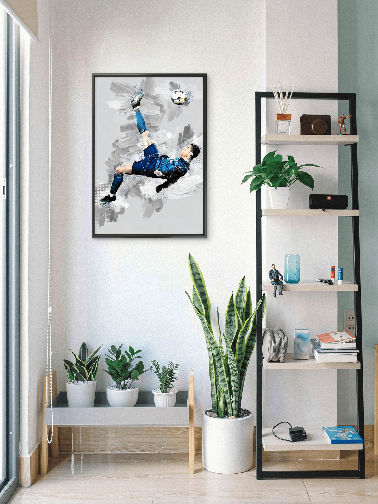 Cristiano Ronaldo Bicycle Kick Goal -Luxurious-Lifestyle & Hobbies-3D Textured Wall Art | UV Embossed Canvas Wall Frame for Kids room and Sports area