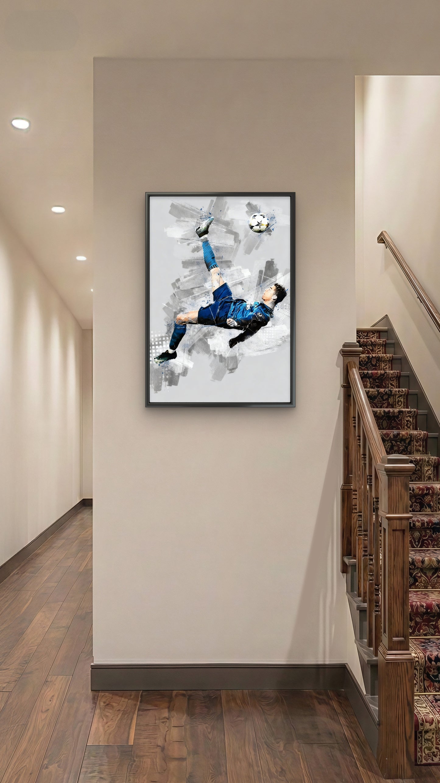 Cristiano Ronaldo Bicycle Kick Goal -Luxurious-Lifestyle & Hobbies-3D Textured Wall Art | UV Embossed Canvas Wall Frame for Kids room and Sports area