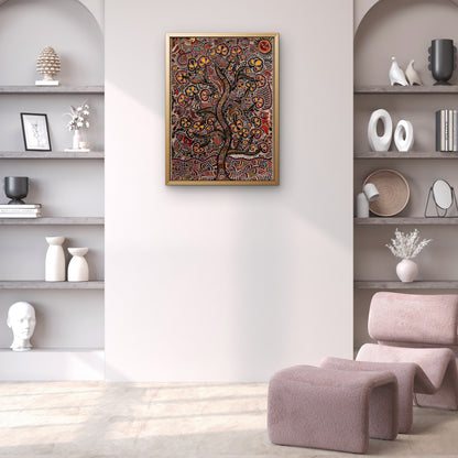 Digital textile kalamkari Allover pattern design-Luxurious-Indian Culture &  Folk Art 3D Textured Wall Art | UV Printed Embossed Canvas Wall Frame for Home Decor,living Room