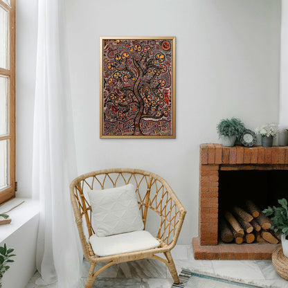 Digital textile kalamkari Allover pattern design-Luxurious-Indian Culture &  Folk Art 3D Textured Wall Art | UV Printed Embossed Canvas Wall Frame for Home Decor,living Room