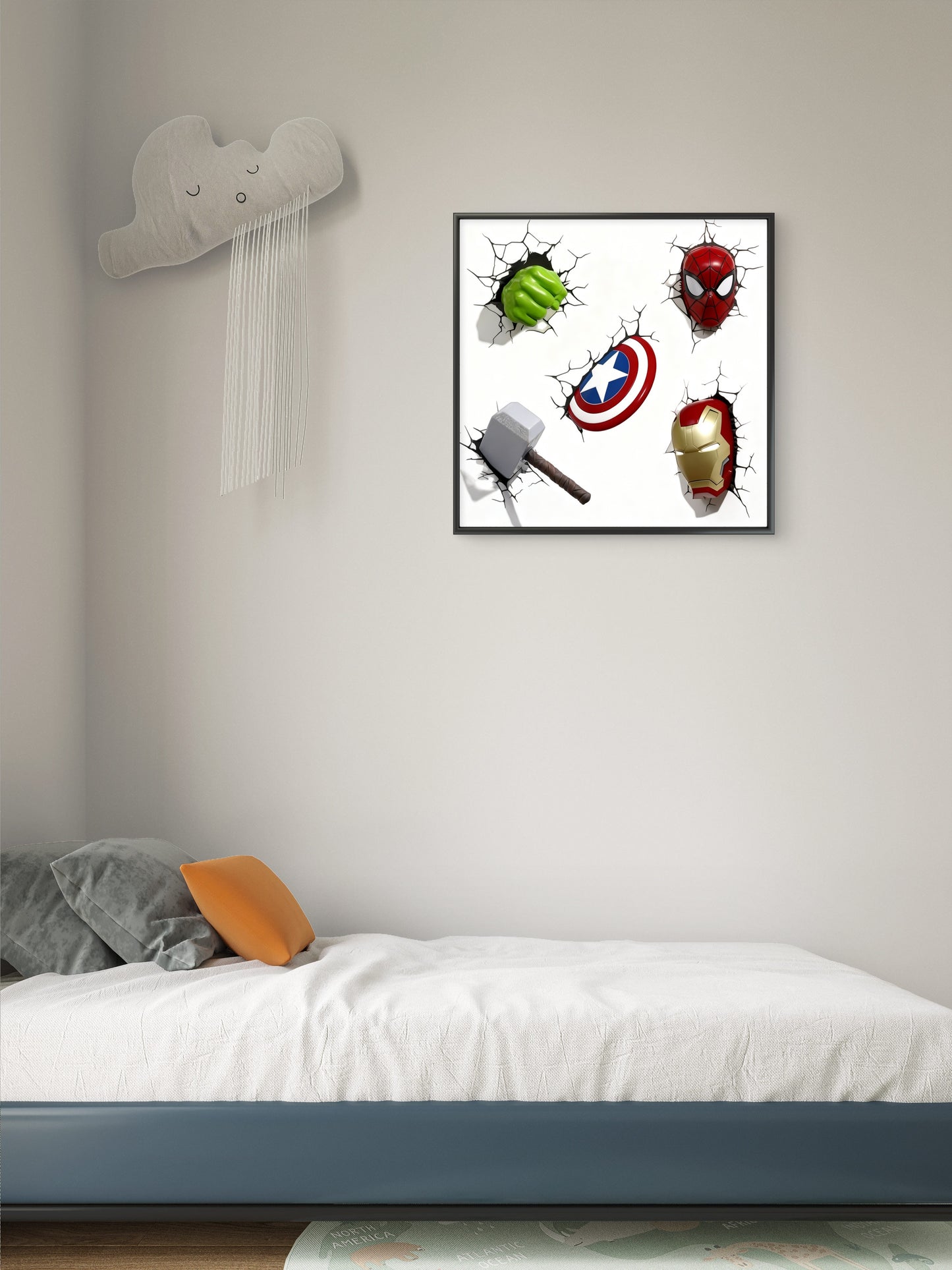 Divine Design Avengers Weapons-Premium-Kids & Whimsical-3D Textured Wall Art | UV Embossed Canvas Wall Frame for Kids room
