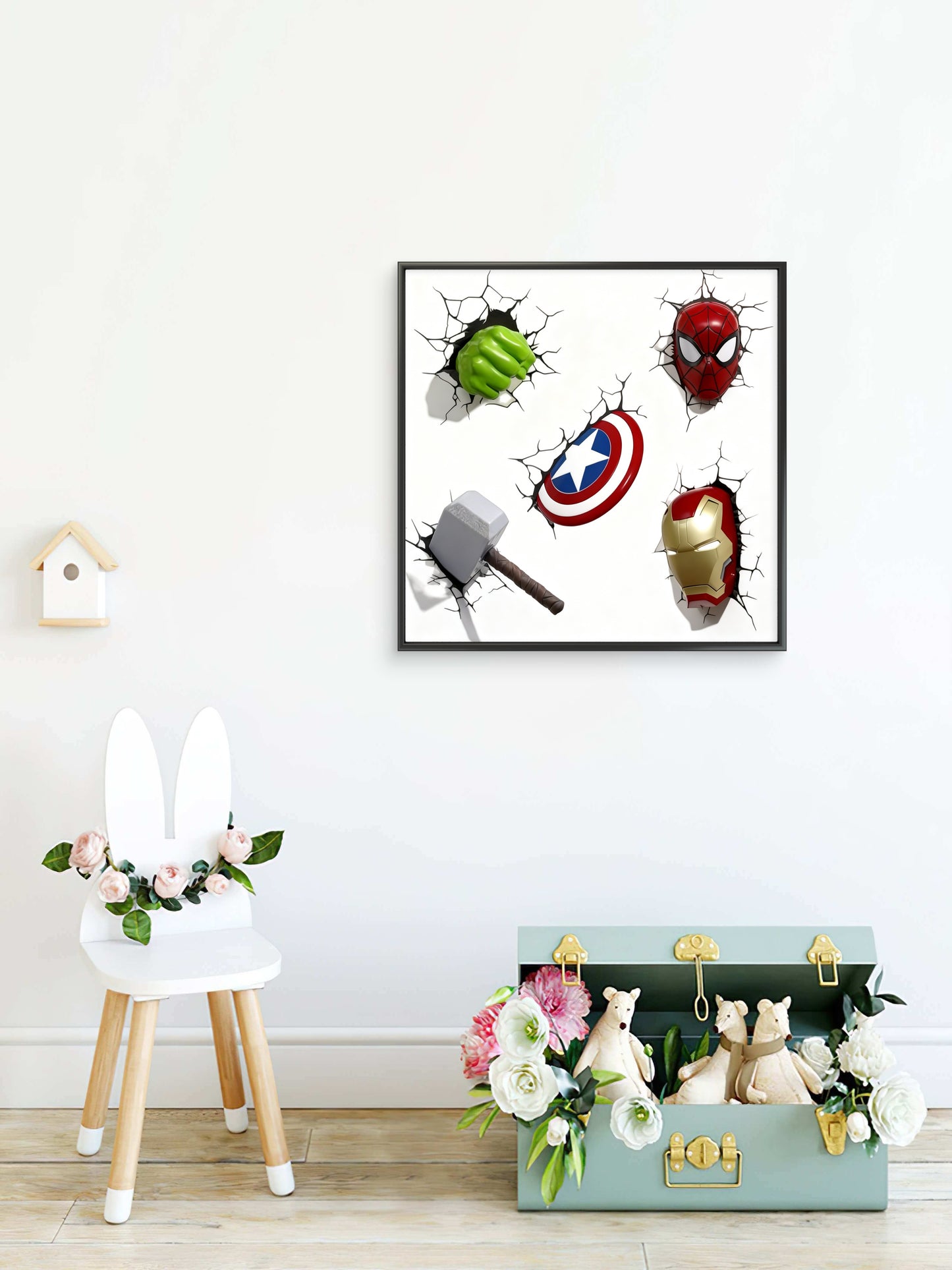 Divine Design Avengers Weapons-Premium-Kids & Whimsical-3D Textured Wall Art | UV Embossed Canvas Wall Frame for Kids room