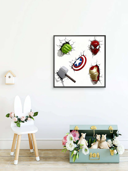 Divine Design Avengers Weapons-Premium-Kids & Whimsical-3D Textured Wall Art | UV Embossed Canvas Wall Frame for Kids room