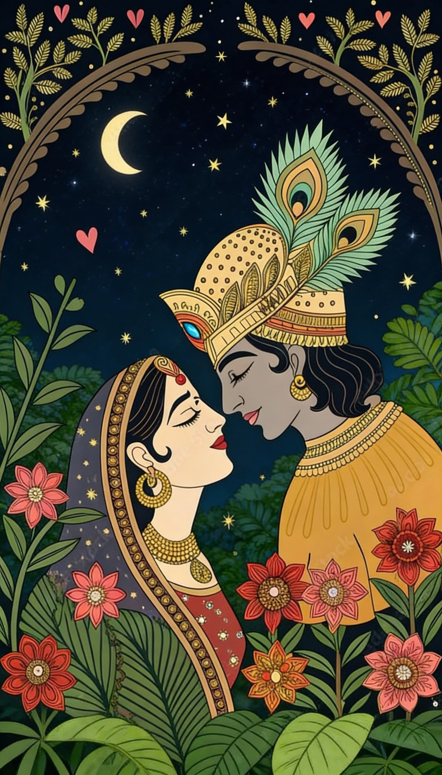 radha-and-krishna-Luxurious-Indian Culture &  Folk Art 3D Textured Wall Art | UV Printed Embossed Canvas Wall Frame for Home Decor,living Room