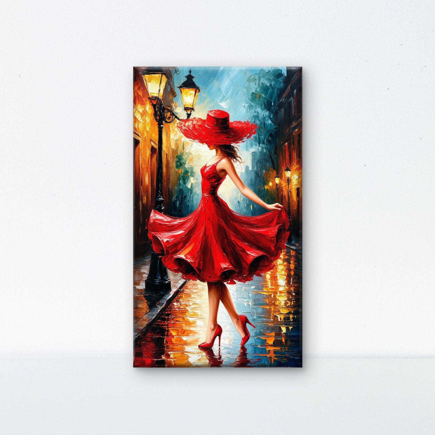 Expressive City Rain Night Luxurious-Lifestyle & Hobbies-3D Textured Wall Art | UV Embossed Canvas Wall Frame for Home decor and living room