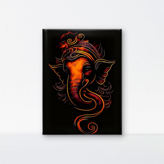 Ganesha Glowing Digital art-Luxurious-Spiritual & Mindful 3D Textured Wall Art | UV Printed Embossed Canvas Wall Frame for Prayer room ,Meditation Space