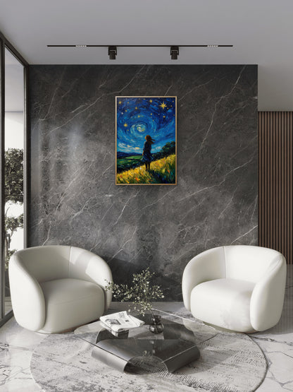 Meadow of the Swirling Skies-Premium-Cosmic & Fantasy-Cosmic & Fantasy-3D Textured Wall Art | UV Embossed Canvas Wall Frame for Kids room  and study room