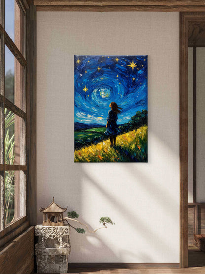 Meadow of the Swirling Skies-Premium-Cosmic & Fantasy-Cosmic & Fantasy-3D Textured Wall Art | UV Embossed Canvas Wall Frame for Kids room  and study room