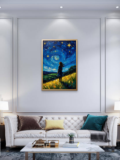 Meadow of the Swirling Skies-Premium-Cosmic & Fantasy-Cosmic & Fantasy-3D Textured Wall Art | UV Embossed Canvas Wall Frame for Kids room  and study room