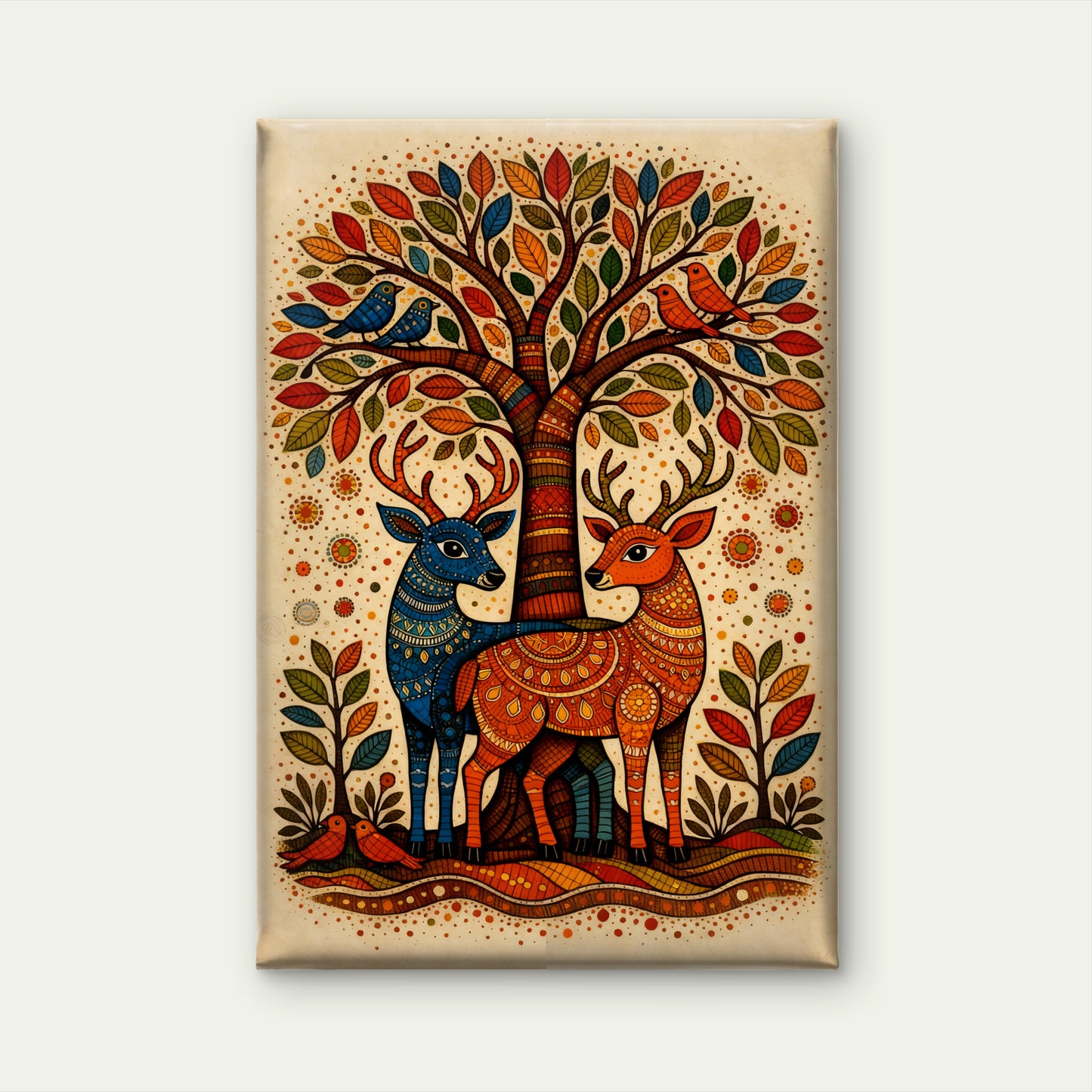 Gond Folk Art-Luxurious-Indian Culture &  Folk Art 3D Textured Wall Art | UV Printed Embossed Canvas Wall Frame for Home Decor,living Room
