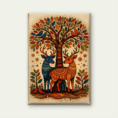 Gond Folk Art-Luxurious-Indian Culture &  Folk Art 3D Textured Wall Art | UV Printed Embossed Canvas Wall Frame for Home Decor,living Room