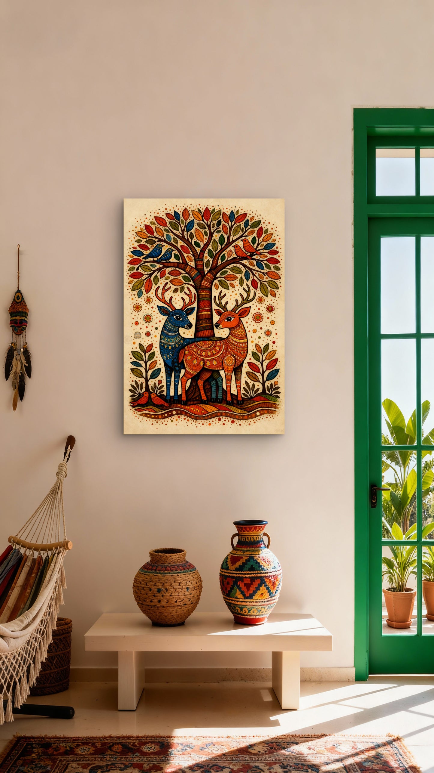 Gond Folk Art-Luxurious-Indian Culture &  Folk Art 3D Textured Wall Art | UV Printed Embossed Canvas Wall Frame for Home Decor,living Room