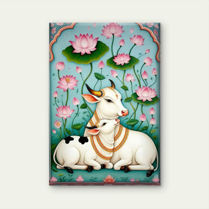 Grace in the Lotus Pond-Luxurious-Indian Culture &  Folk Art 3D Textured Wall Art | UV Printed Embossed Canvas Wall Frame for Home Decor,living Room