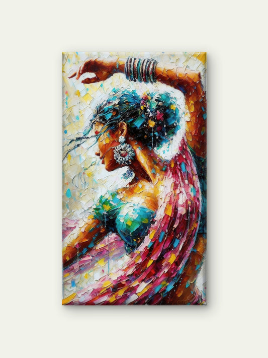 Heavy_Texture_Palette_Knife_Girl-Luxurious-Lifestyle & Hobbies-3D Textured Wall Art | UV Embossed Canvas Wall Frame for Living room