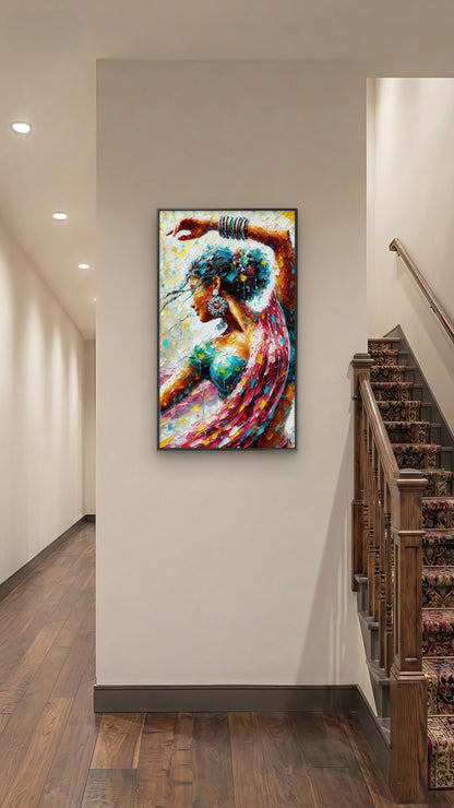 Heavy_Texture_Palette_Knife_Girl-Luxurious-Lifestyle & Hobbies-3D Textured Wall Art | UV Embossed Canvas Wall Frame for Living room