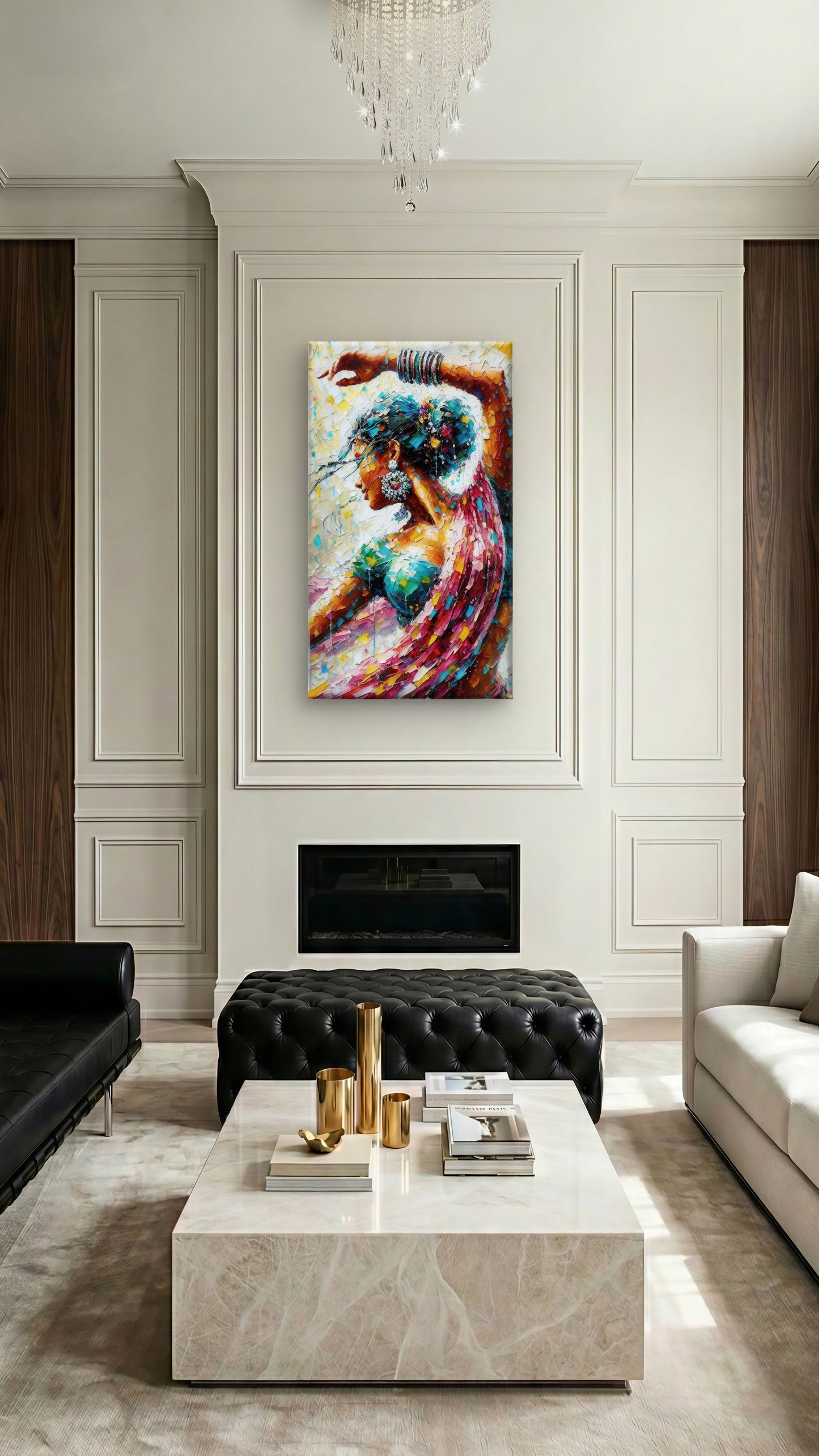 Heavy_Texture_Palette_Knife_Girl-Luxurious-Lifestyle & Hobbies-3D Textured Wall Art | UV Embossed Canvas Wall Frame for Living room