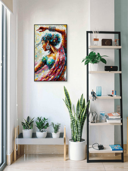 Heavy_Texture_Palette_Knife_Girl-Luxurious-Lifestyle & Hobbies-3D Textured Wall Art | UV Embossed Canvas Wall Frame for Living room
