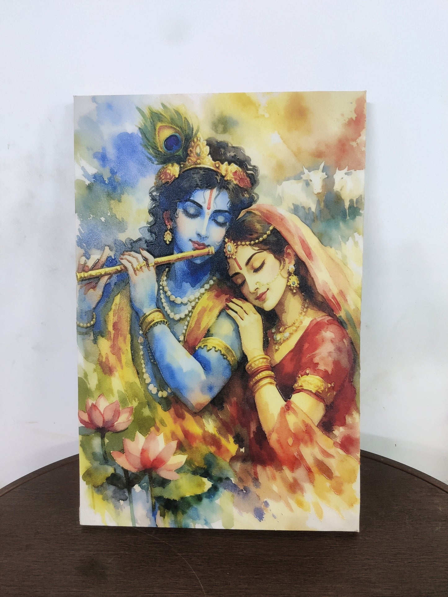 Radha and Krishna-Luxurious-Spiritual & Mindful 3D Textured Wall Art | UV Printed Embossed Canvas Wall Frame for Prayer room ,Meditation Space