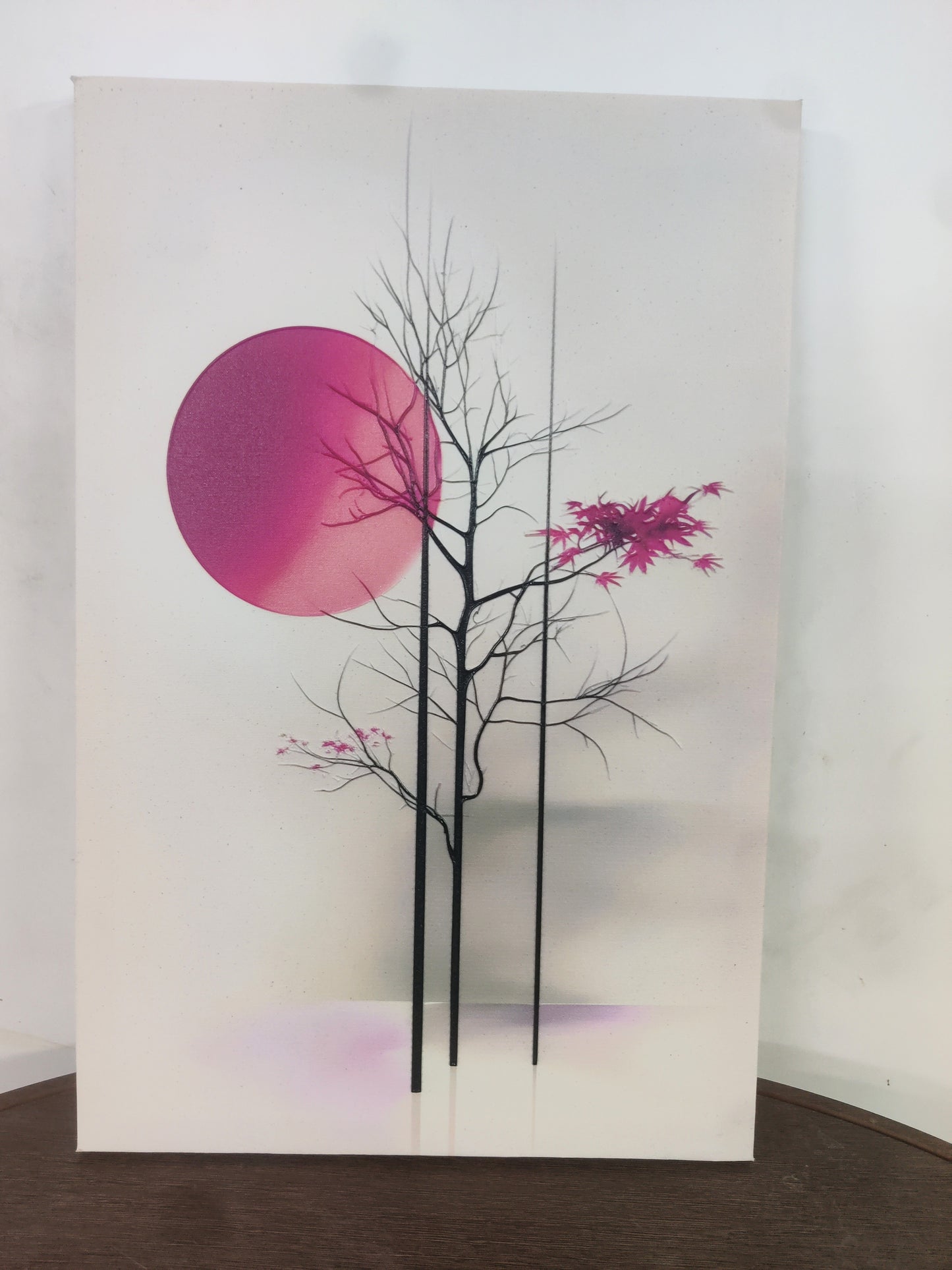 The Pink Sun’s Stillness-Luxurious-Nature and landscape | 3D Textured Wall Art | UV Printed Embossed Canvas Wall Frame for Home Decor,Living Room