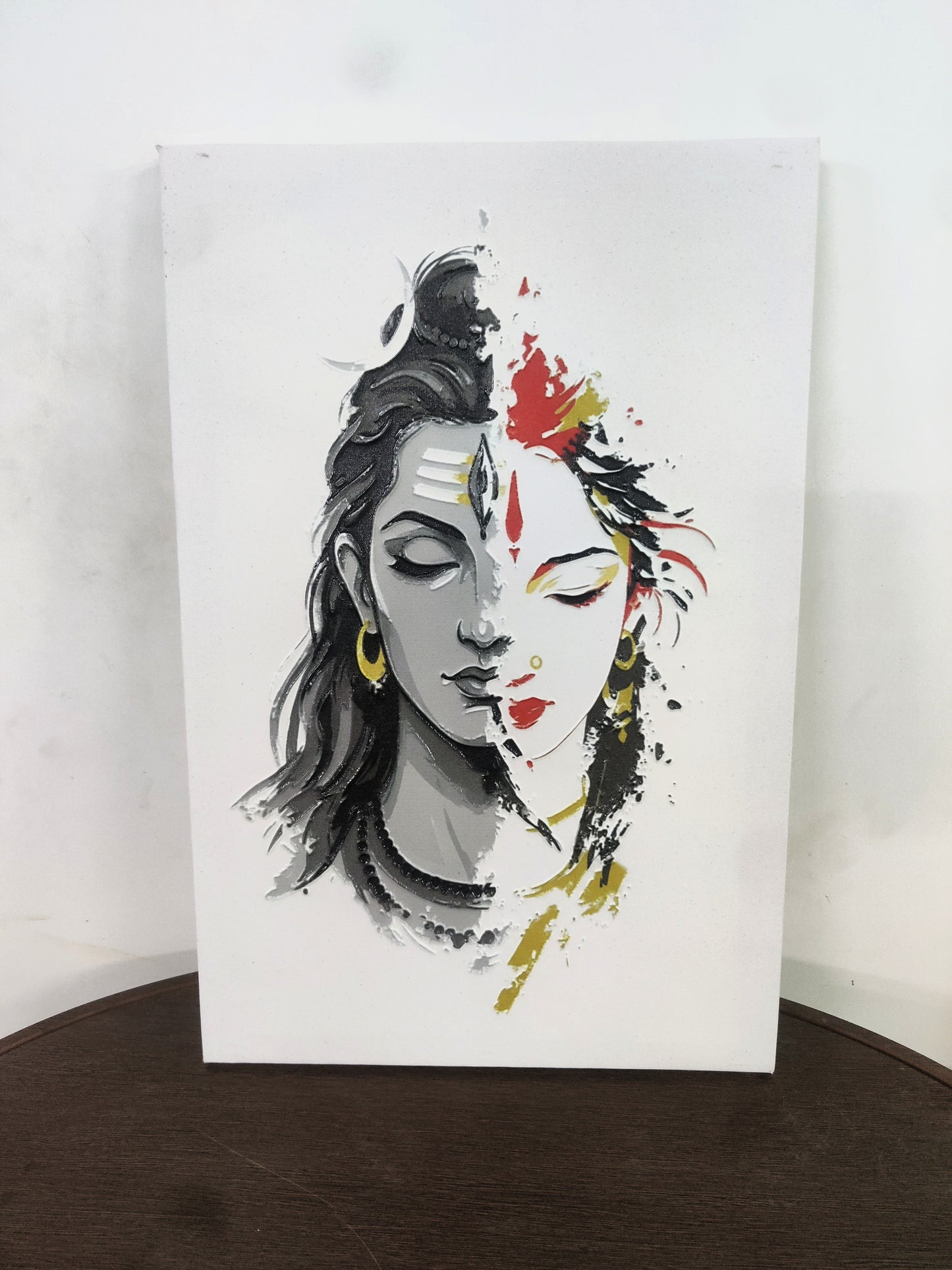 SHANKAR PARVATI-Luxurious-Spiritual & Mindful 3D Textured Wall Art | UV Printed Embossed Canvas Wall Frame for Prayer room ,Meditation Space