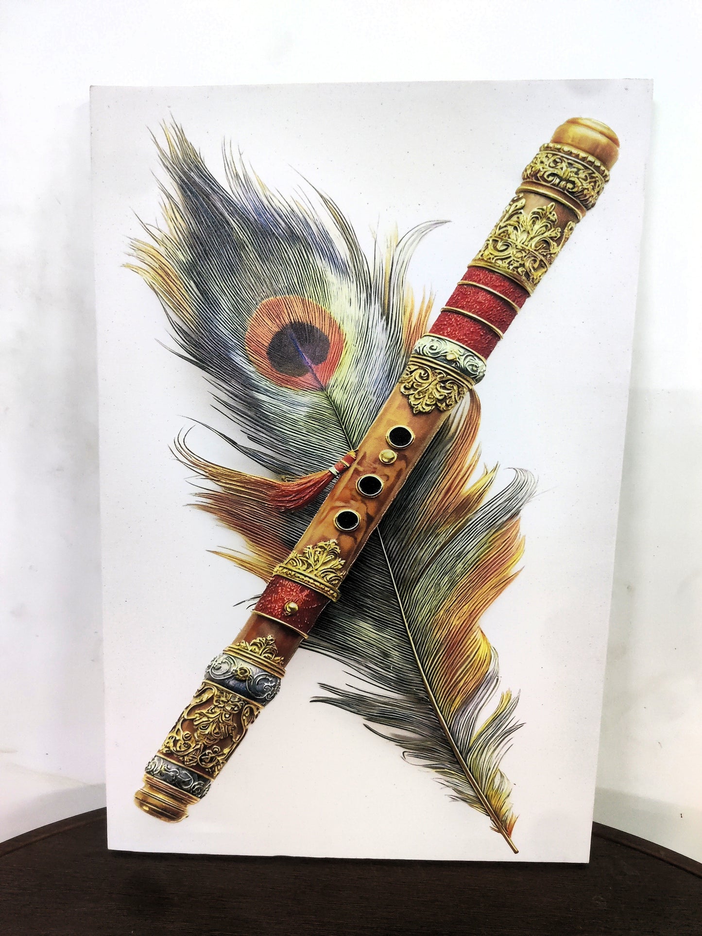 The Flutist-Luxurious-Spiritual & Mindful 3D Textured Wall Art | UV Printed Embossed Canvas Wall Frame for Prayer room ,Meditation Space