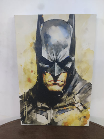 This intense watercolor of Batman-Premium-Kids & Whimsical-3D Textured Wall Art | UV Embossed Canvas Wall Frame for Kids room