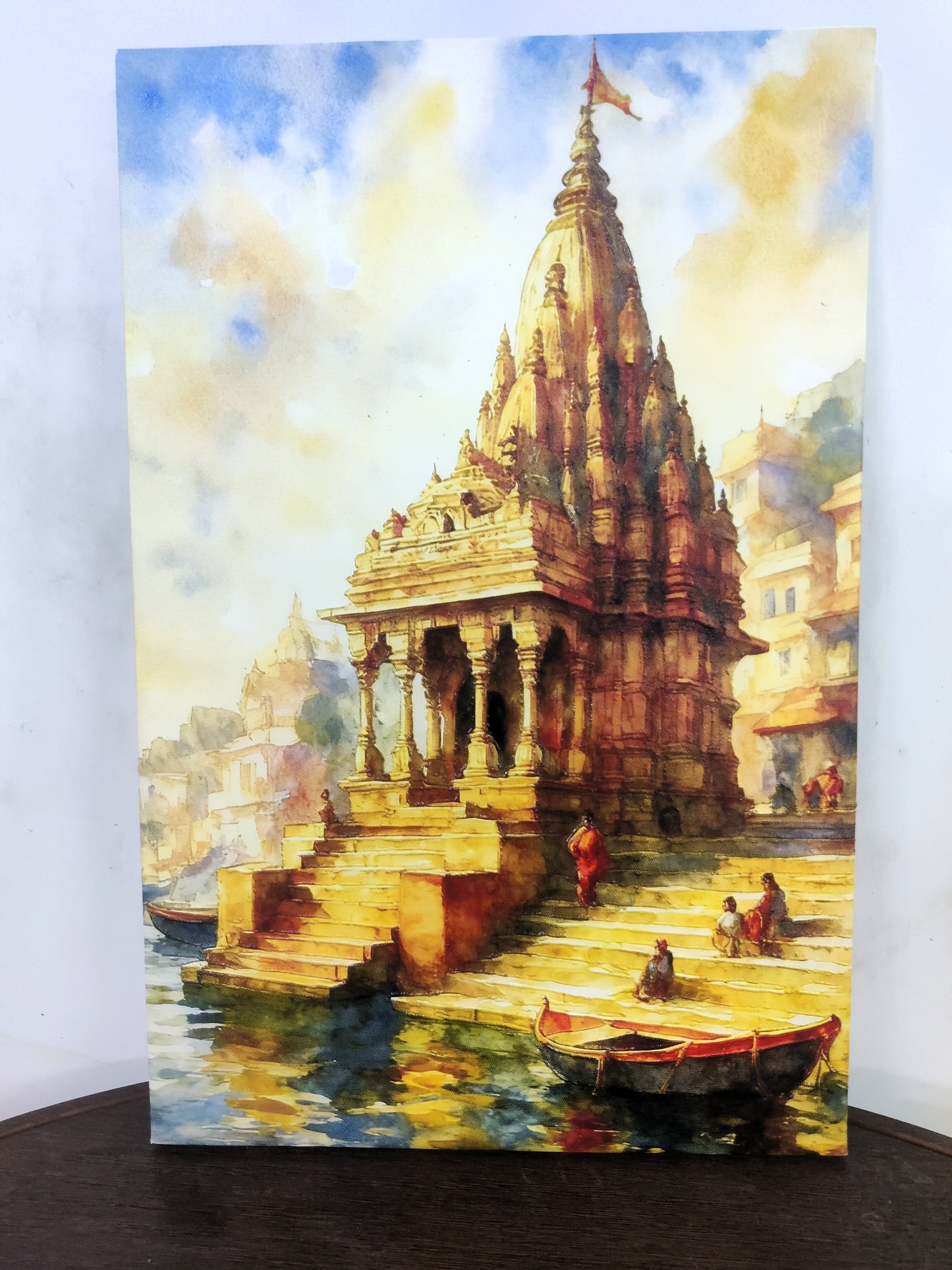 Varanasi temple-Luxurious-Indian Culture &  Folk Art 3D Textured Wall Art | UV Printed Embossed Canvas Wall Frame for Home Decor,living Room
