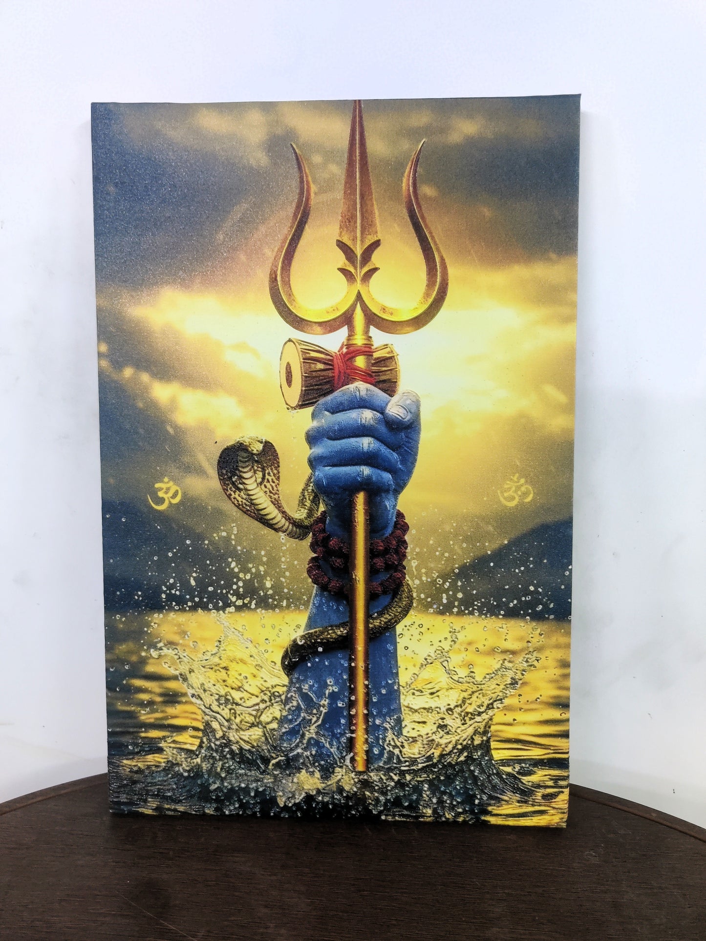 The Hand of Mahadev with Trishul-Luxurious-Spiritual & Mindful 3D Textured Wall Art | UV Printed Embossed Canvas Wall Frame for Prayer room ,Meditation Space