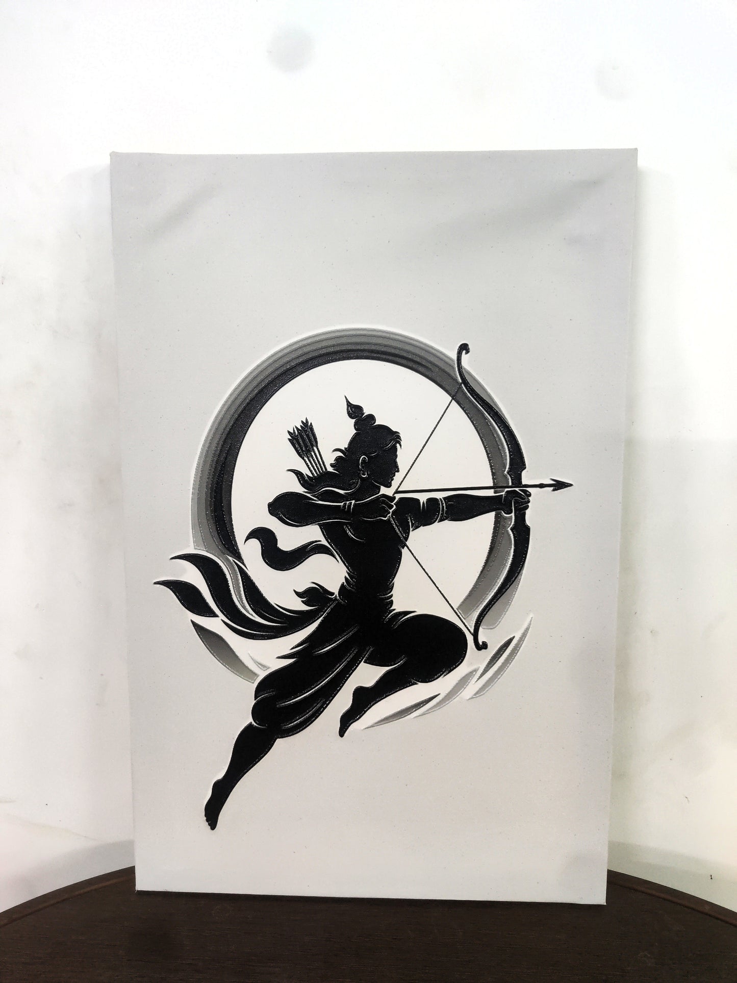 The Archer of Ayodhya-Luxurious-Spiritual & Mindful 3D Textured Wall Art | UV Printed Embossed Canvas Wall Frame for Prayer room ,Meditation Space