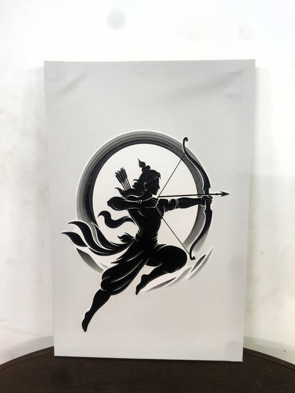 The Archer of Ayodhya-Luxurious-Spiritual & Mindful 3D Textured Wall Art | UV Printed Embossed Canvas Wall Frame for Prayer room ,Meditation Space