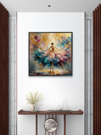 Impasto Ballerina Girl-Luxurious-Lifestyle & Hobbies-3D Textured Wall Art | UV Embossed Canvas Wall Frame for Home decor and living room