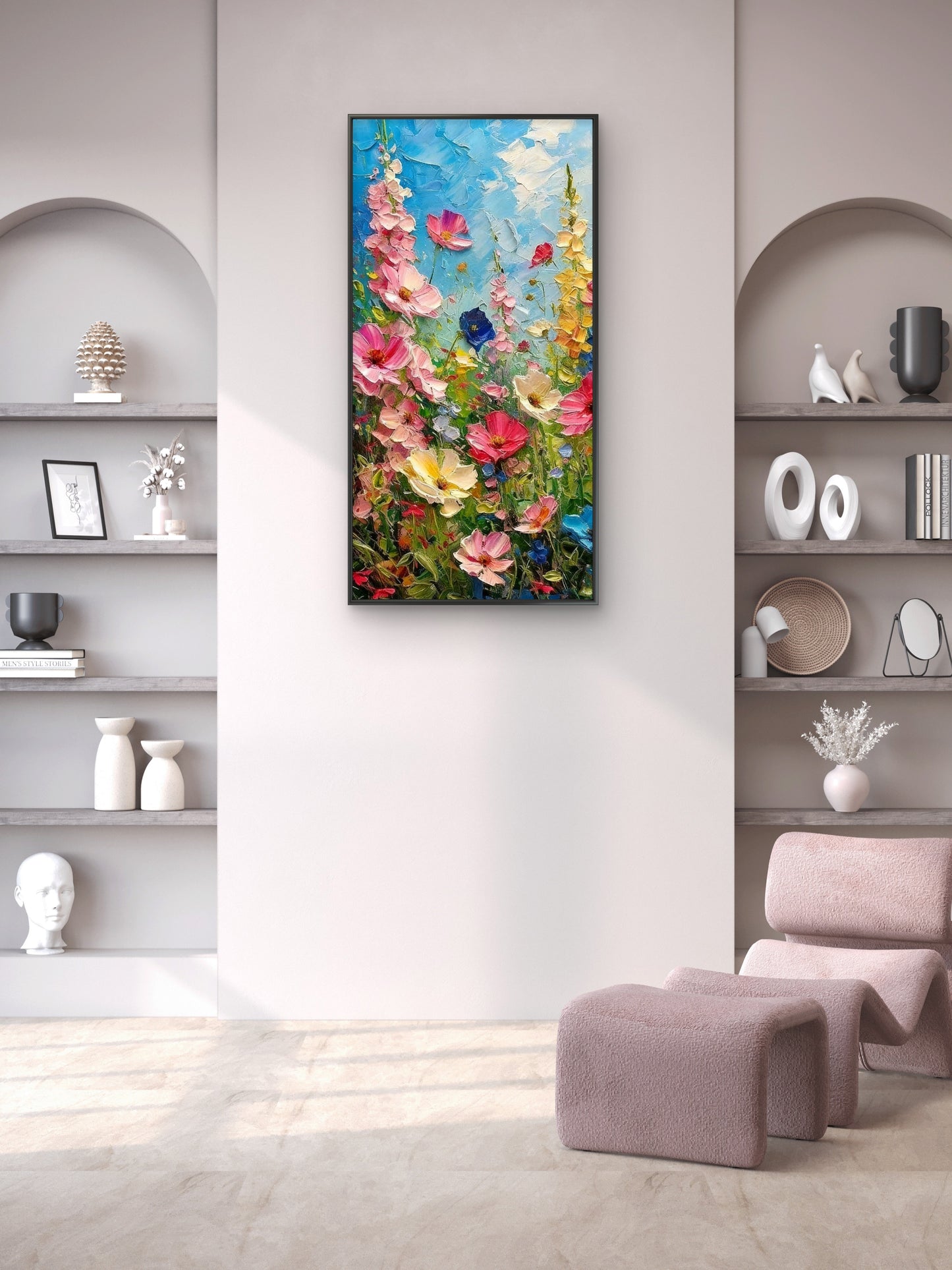 Impasto Garden Flowers-Premium-Floral & Botanical-3D Textured Wall Art | UV Embossed Canvas Wall Frame for home decor and bed room