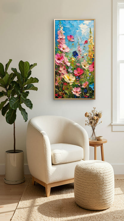 Impasto Garden Flowers-Premium-Floral & Botanical-3D Textured Wall Art | UV Embossed Canvas Wall Frame for home decor and bed room