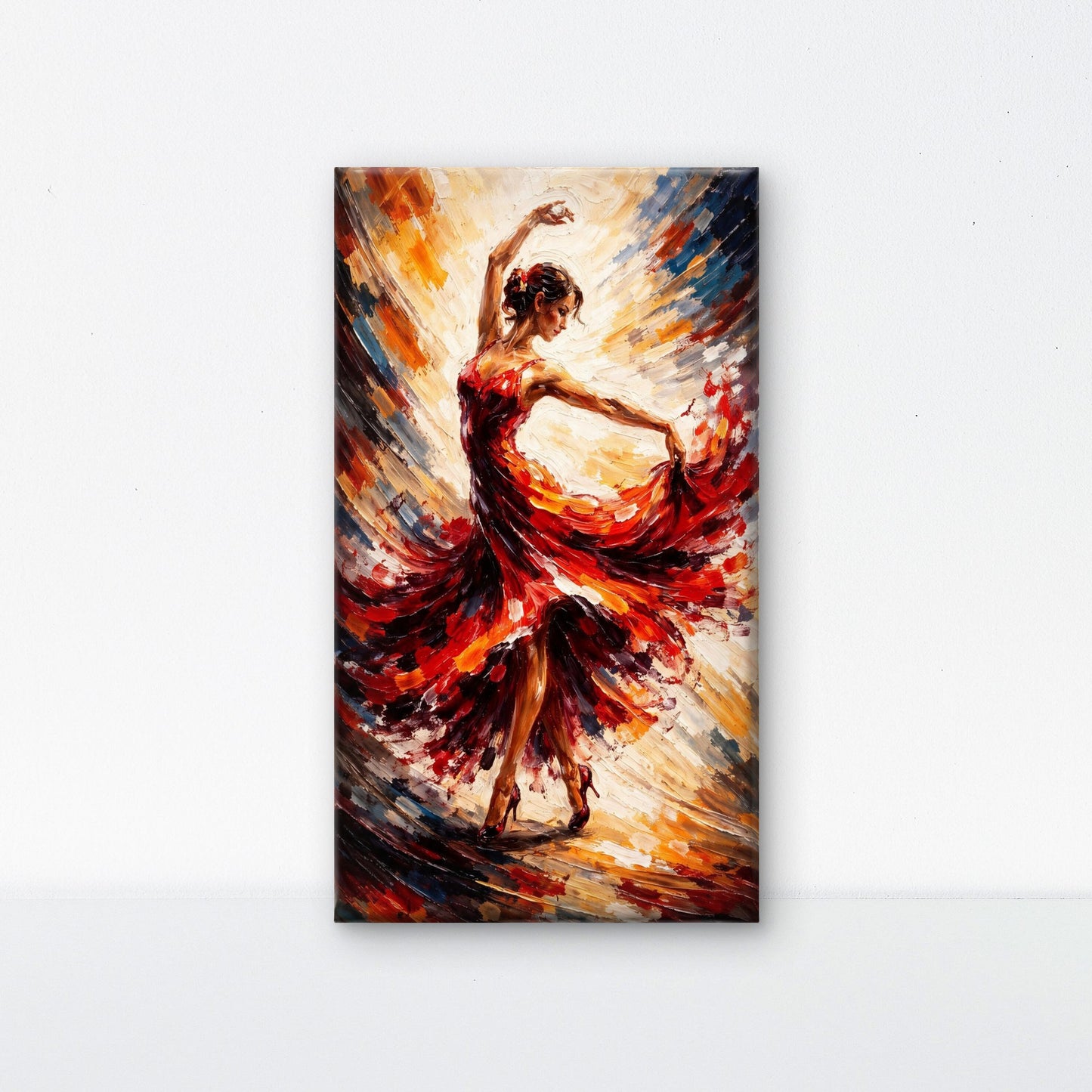 Impasto Spanish Flamenco Dancer Luxurious- Lifestyle, Passions & Interests-3D Textured Wall Art | UV Embossed Canvas Wall Frame for Home decor