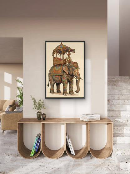 Indian Miniature Digital Painting-Luxurious-Indian Culture &  Folk Art 3D Textured Wall Art | UV Printed Embossed Canvas Wall Frame for Home Decor,living Room