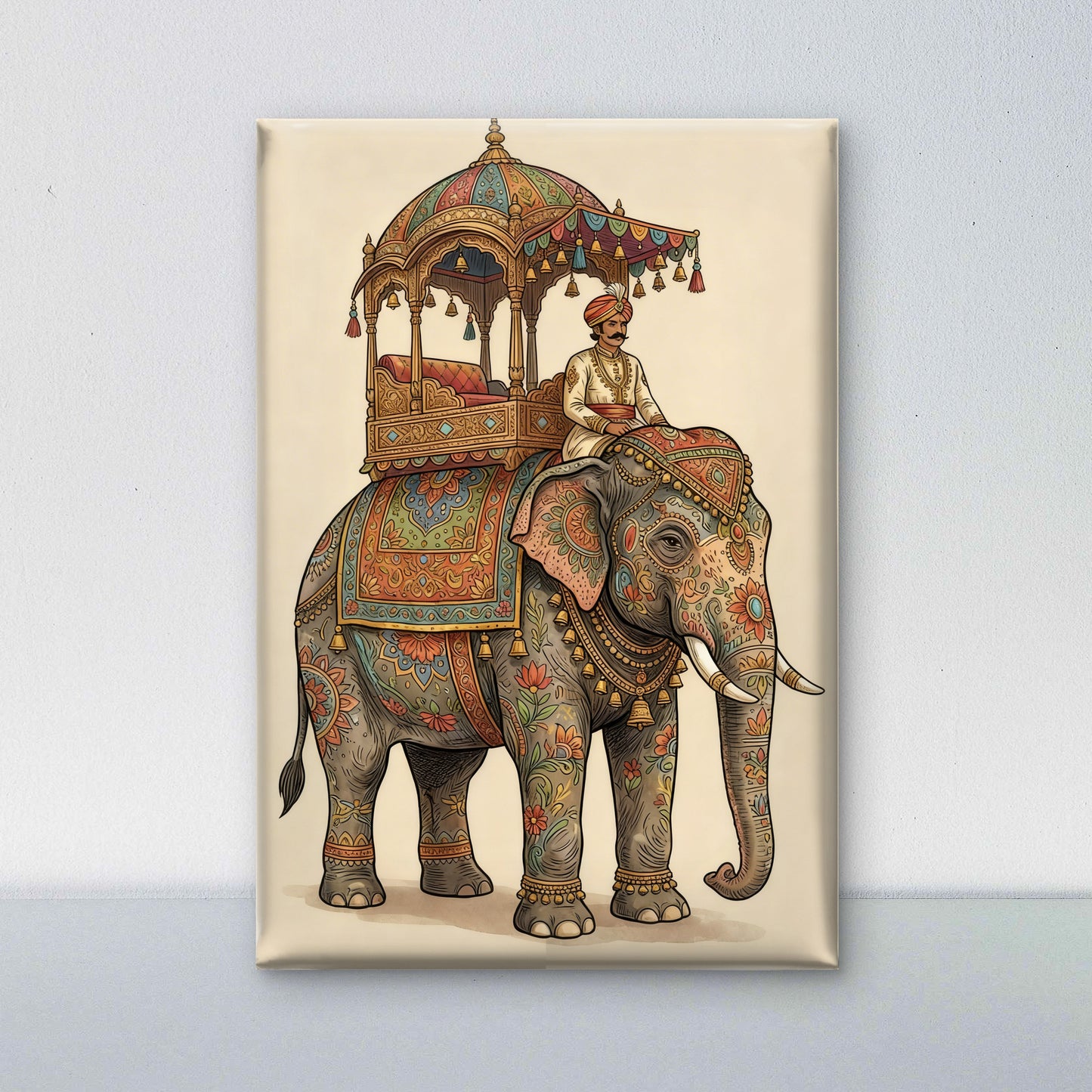 Indian Miniature Digital Painting-Luxurious-Indian Culture &  Folk Art 3D Textured Wall Art | UV Printed Embossed Canvas Wall Frame for Home Decor,living Room