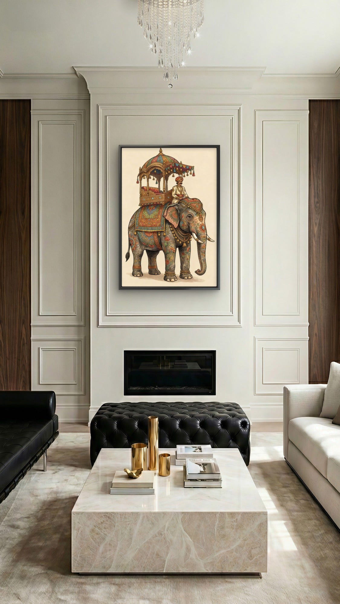 Indian Miniature Digital Painting-Luxurious-Indian Culture &  Folk Art 3D Textured Wall Art | UV Printed Embossed Canvas Wall Frame for Home Decor,living Room