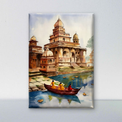 Indian Temple-Luxurious-Indian Culture &  Folk Art 3D Textured Wall Art | UV Printed Embossed Canvas Wall Frame for Home Decor,living Room