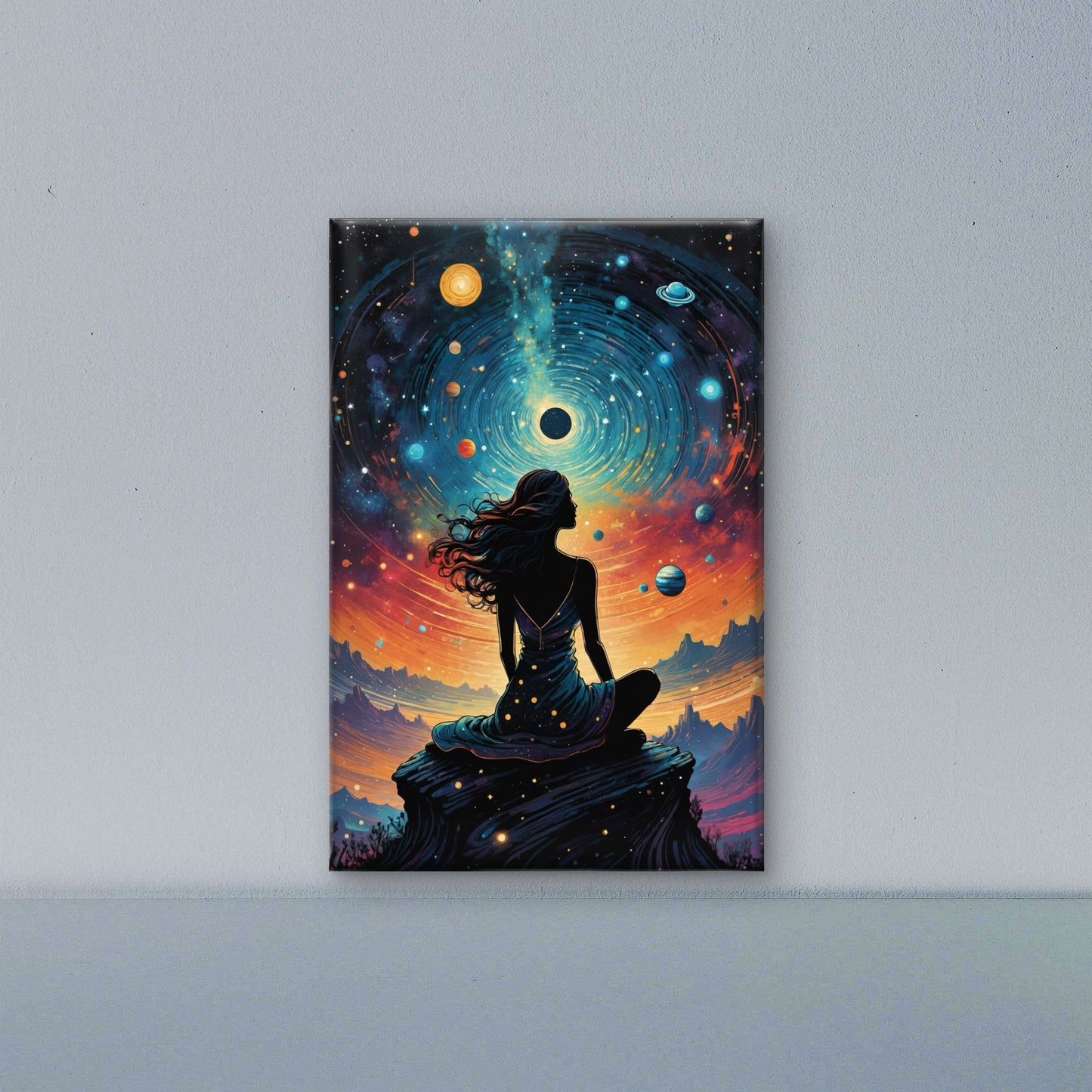 Infinity’s Quiet Observer-Premium-Cosmic & Fantasy-3D Textured Wall Art | UV Embossed Canvas Wall Frame for Meditation Spaceand and restaurant