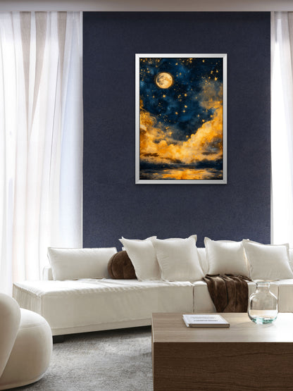 Infinity’s Quiet Observer-Premium-Cosmic & Fantasy-3D Textured Wall Art | UV Embossed Canvas Wall Frame for restaurant and passage area