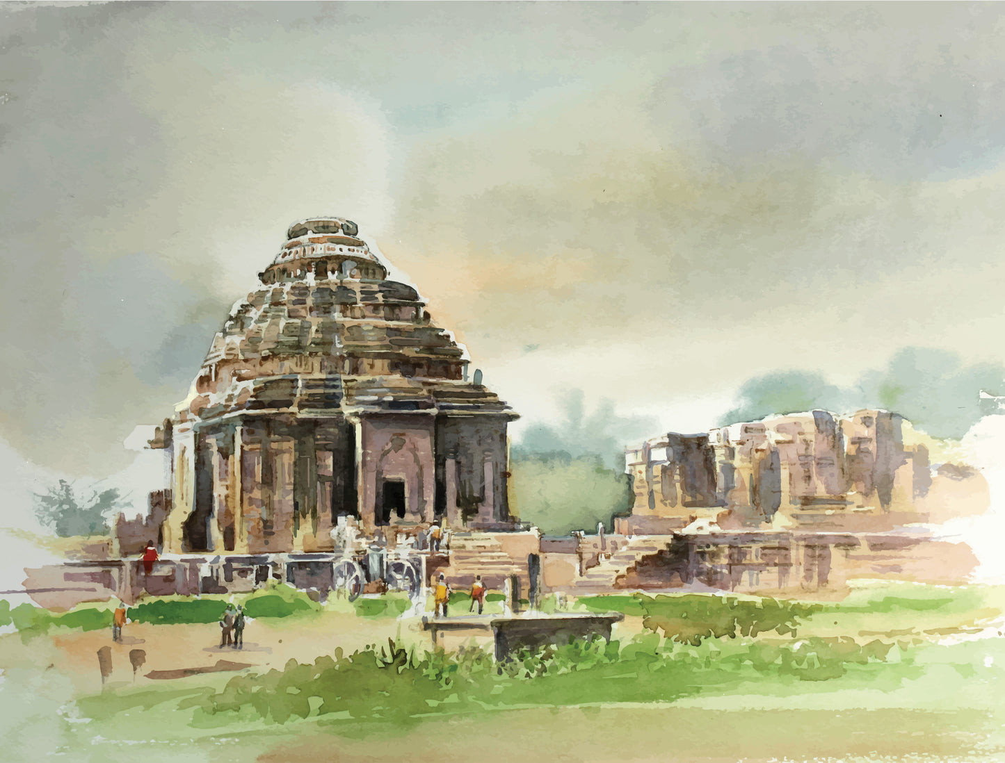 Konark Temple-Luxurious-Spiritual & Mindful 3D Textured Wall Art | UV Printed Embossed Canvas Wall Frame for Prayer room ,Meditation Space