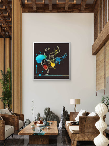 dynamic-breakdancer-abstract-wireframe--Luxurious-Lifestyle & Hobbies-3D Textured Wall Art | UV Embossed Canvas Wall Frame for Kids room and Sports area